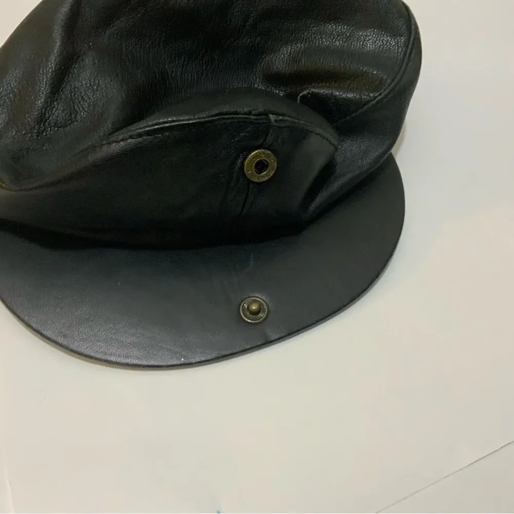 Wilson leather newsboy leather black hat Medium